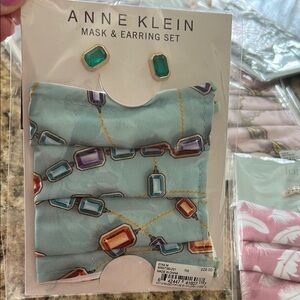 Anne Klein Kids Mask & Earring Set - Blue and Green